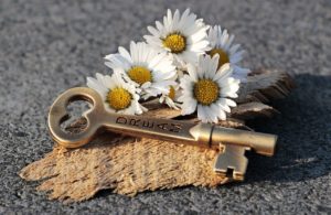 key, heart, daisy
