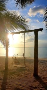 swing, beach, sun