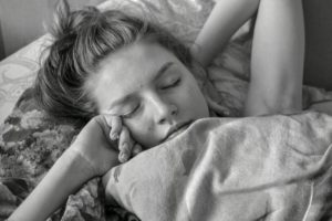 girl, beautiful, wakes up